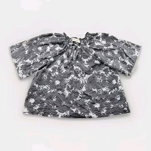 Dria Leon Women's XS Supima Cotton Gray Peasant Blouse Designer Boutique